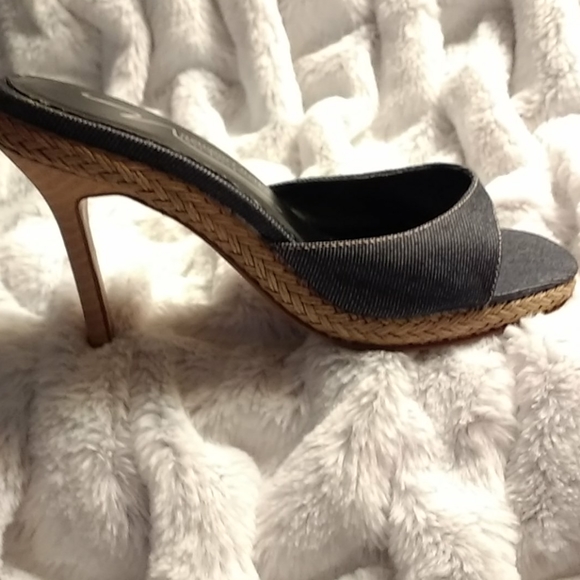 Newport News Easy Style Denim Heeled Sandals - Picture 3 of 6